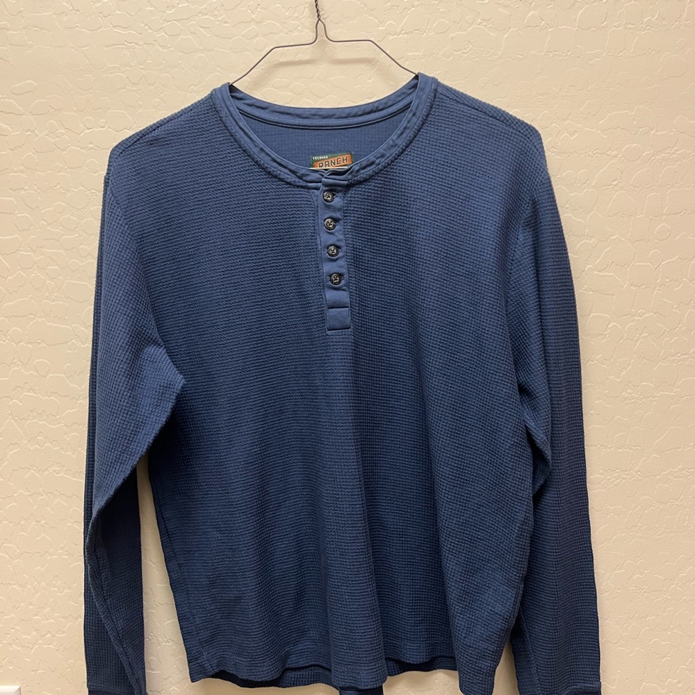 Tecovas Waffle Henley Men's Blue Shirt